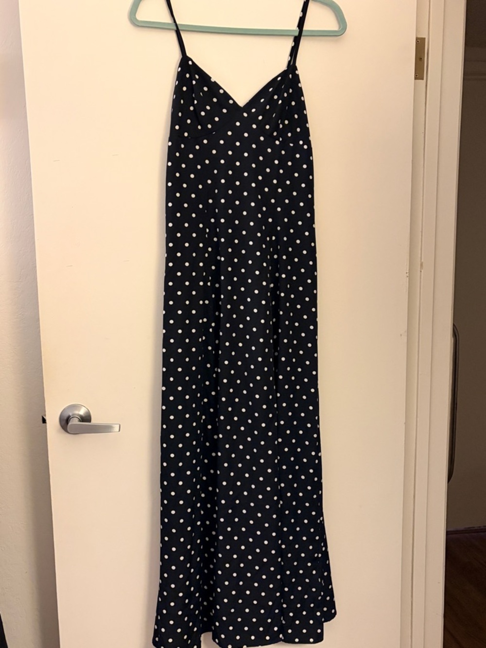 Black Polka Dot Slip Dress with Spaghetti Straps